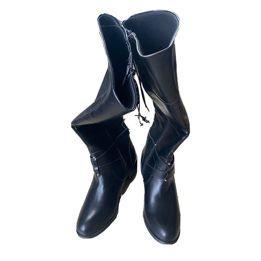 Arizona AZ Denver Black Boots Womens Size 8 Memory Foam Zipper Buckle New